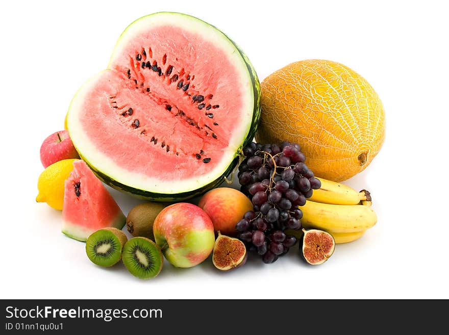 Fresh fruits  isolated on a white background