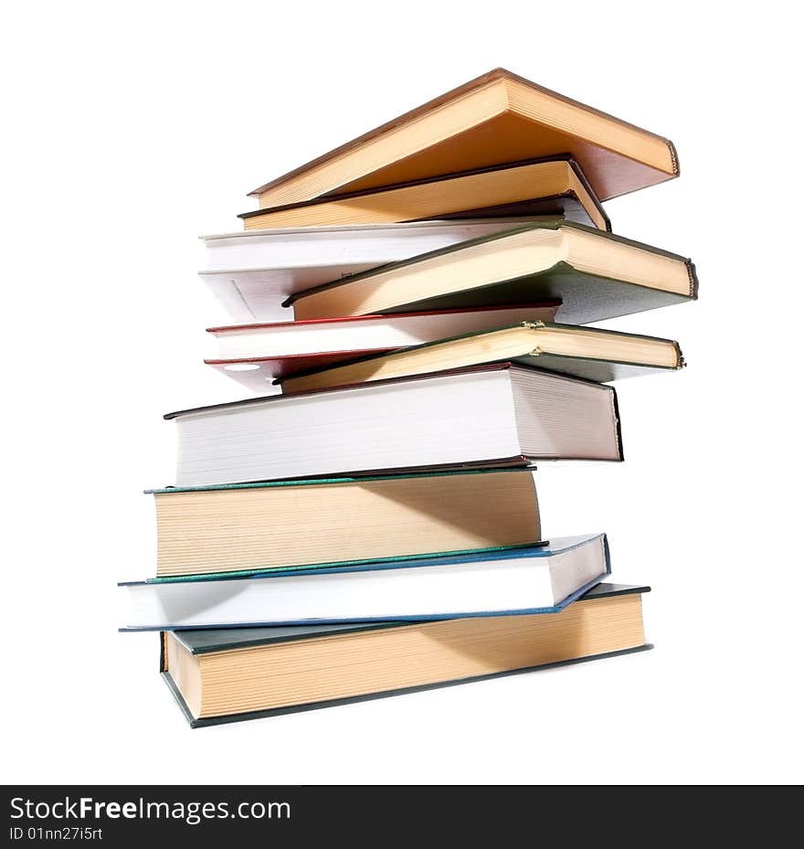 Stack of books isolated on white background