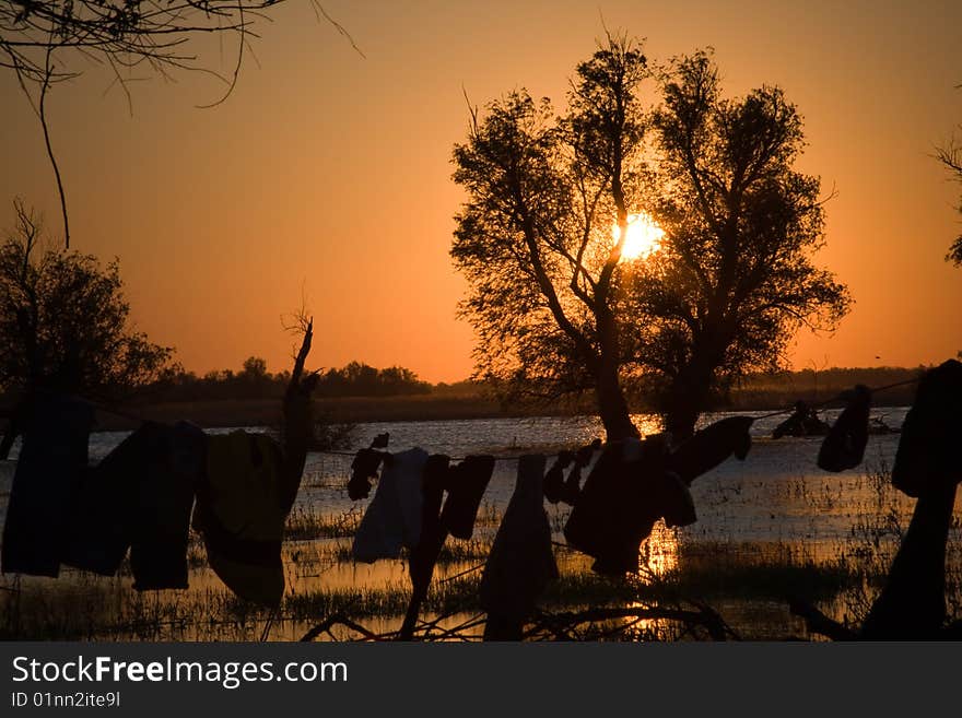 Warm Sunset on Danube Delta