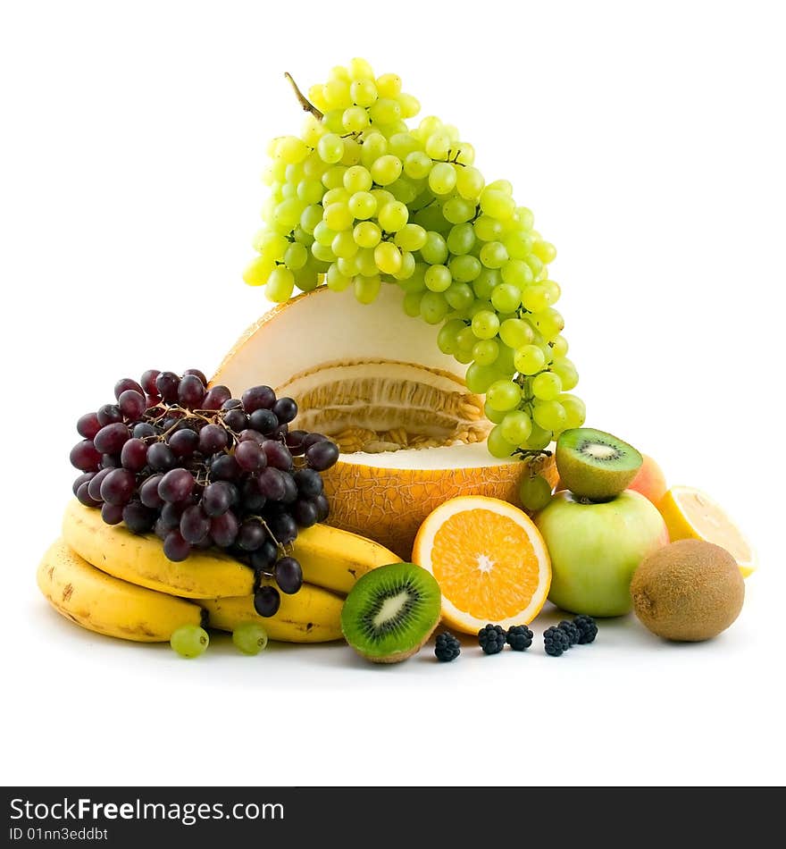 Fresh fruits  isolated on a white background