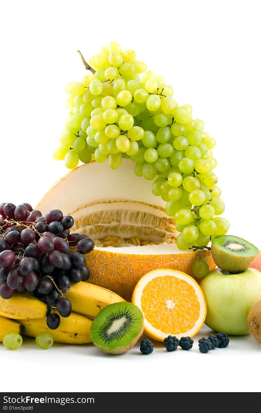 Fresh fruits isolated on a white background