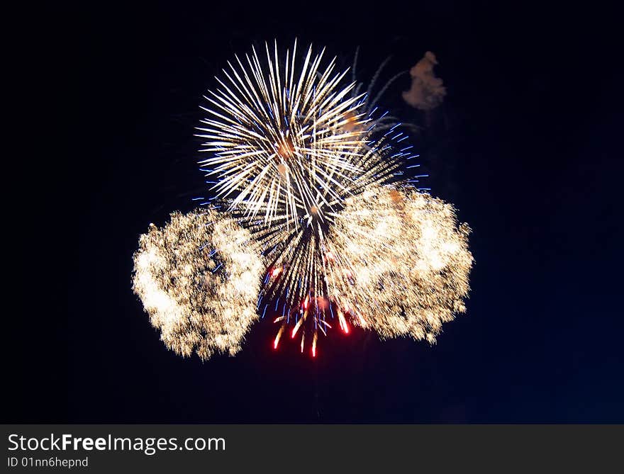 Fireworks in the night sky.