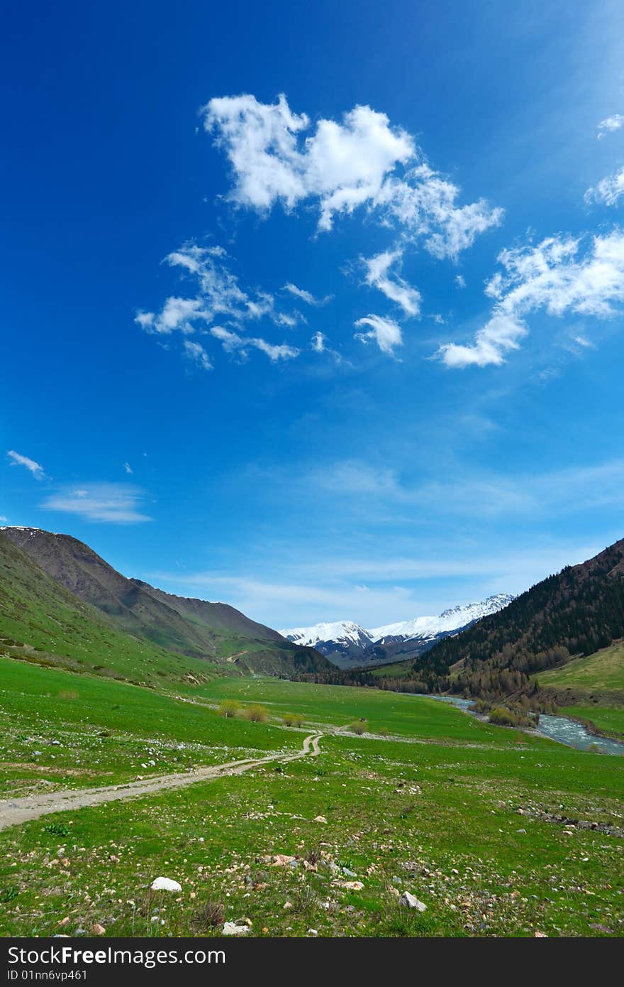 Mountain a landscape with road. Mountain a landscape with road