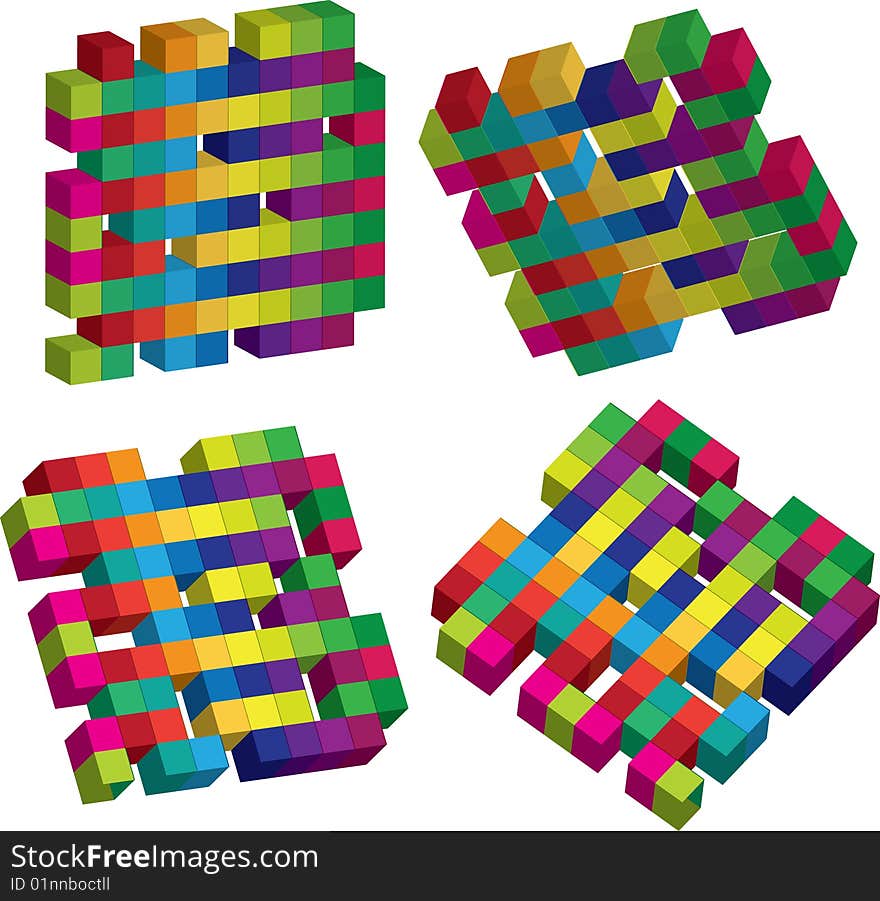 The vector illustration contains the image of cubes