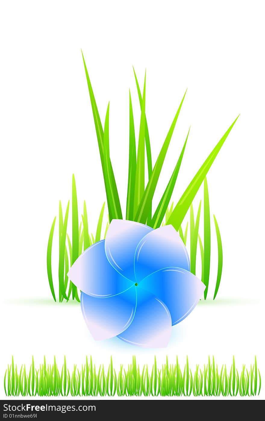 Blue flower and grass. Abstract background. Vector. Blue flower and grass. Abstract background. Vector