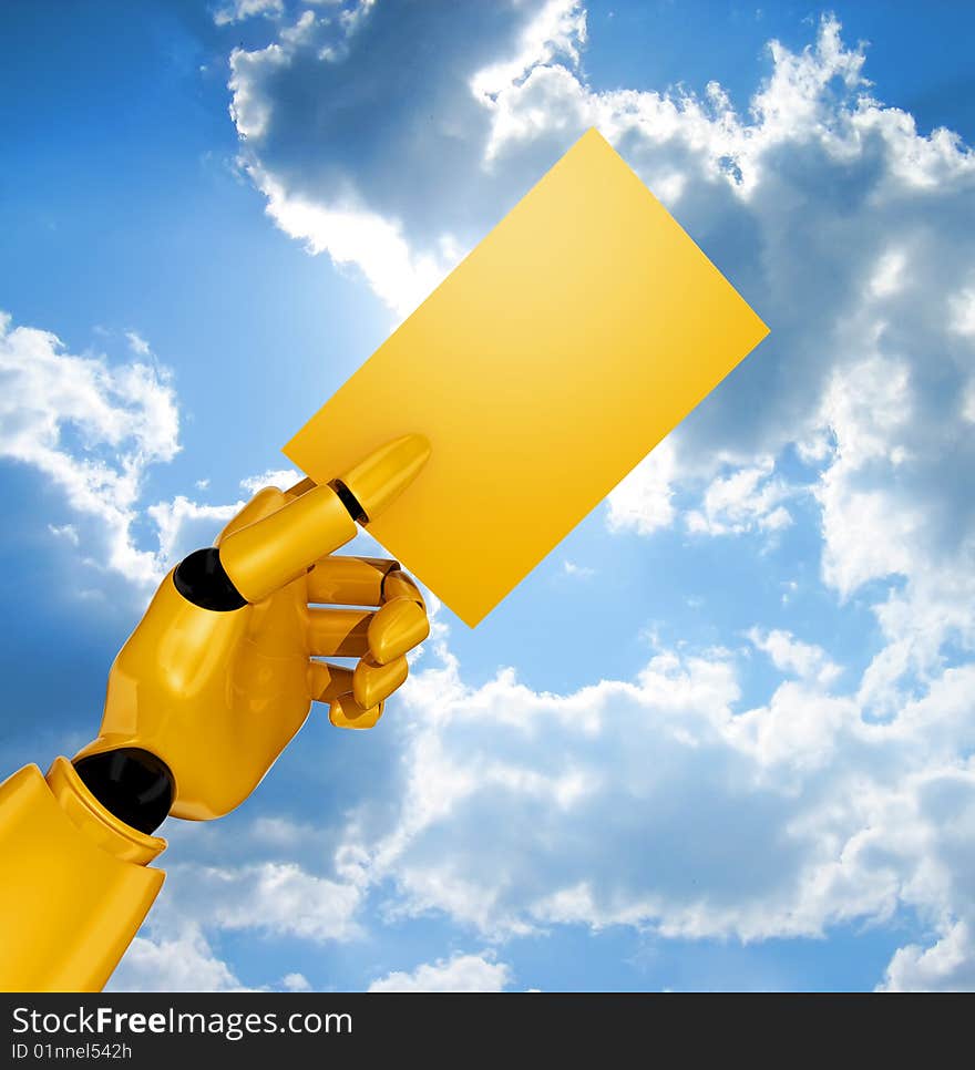 Robotic Hand With Blank Business Card