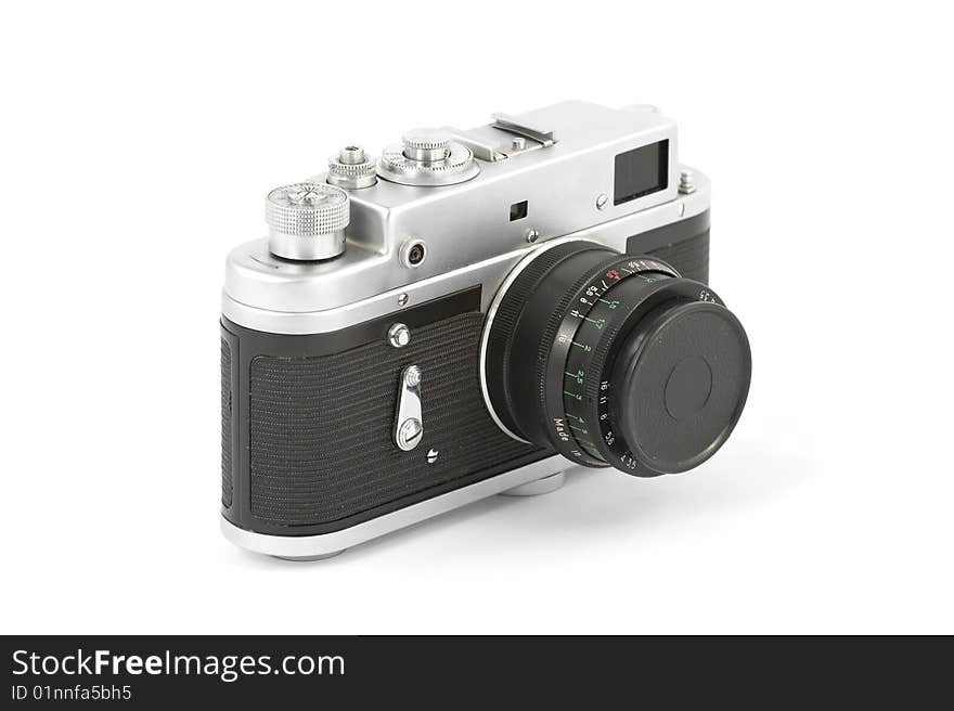 Vintage camera over pure white background. Vintage camera over pure white background