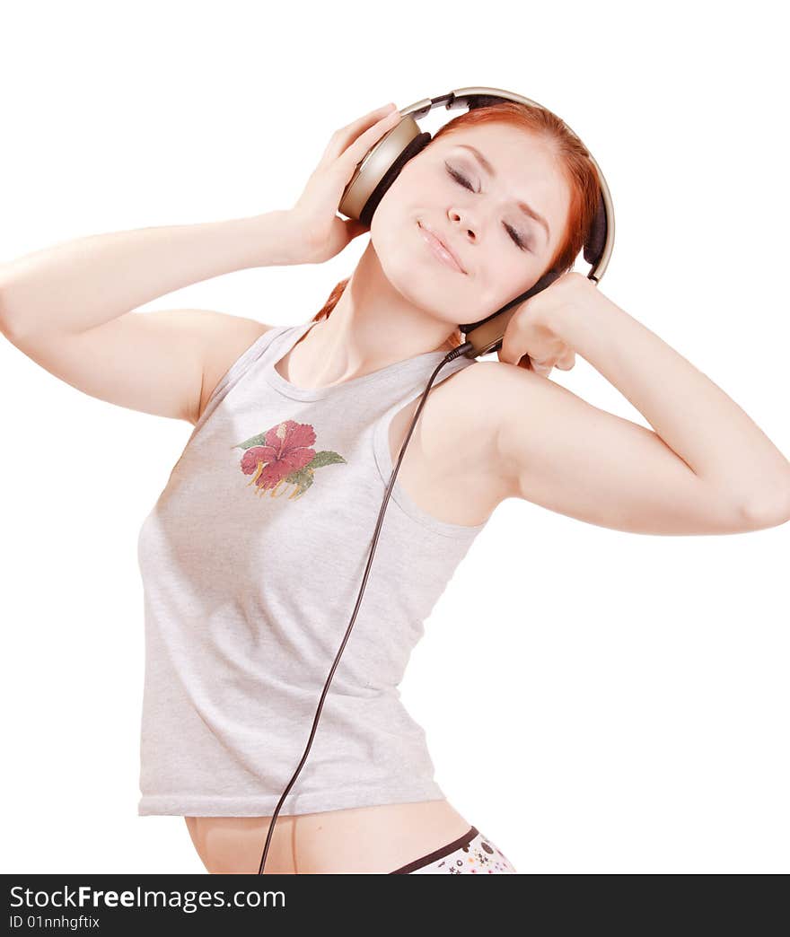 Young girl listening to music