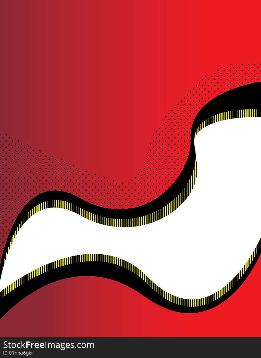 Curved red shapes are featured in an abstract background illustration with space for text. Curved red shapes are featured in an abstract background illustration with space for text.