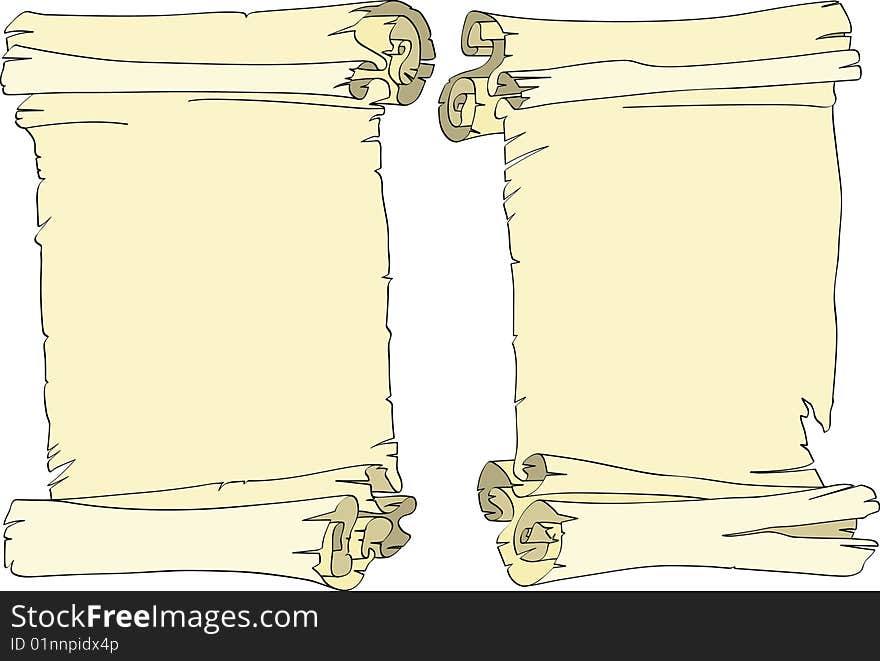 Two old rolls with the is strong-twirled edges. Two old rolls with the is strong-twirled edges