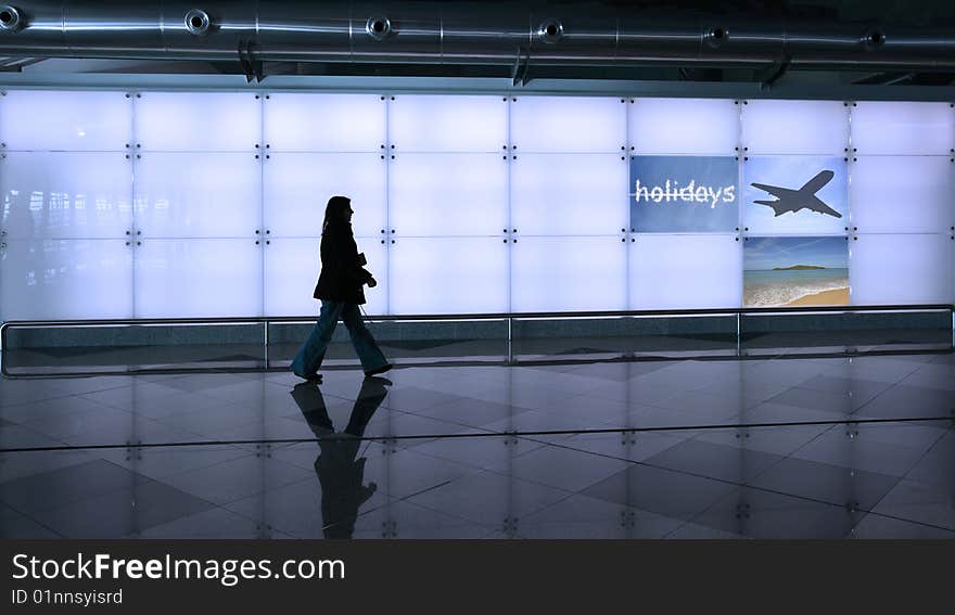 Woman walking in the airport