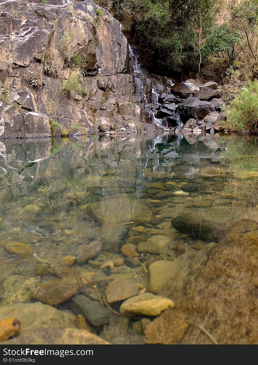 Mountain Pool And Waterfall