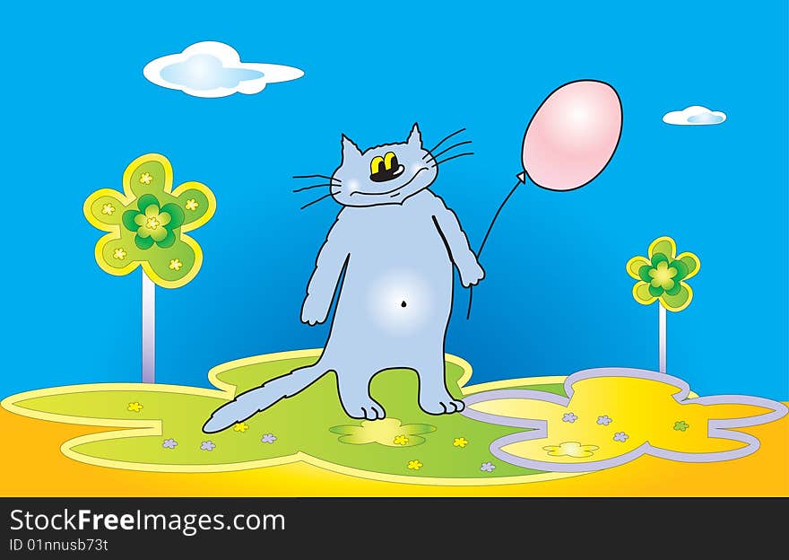 Cat with a balloon