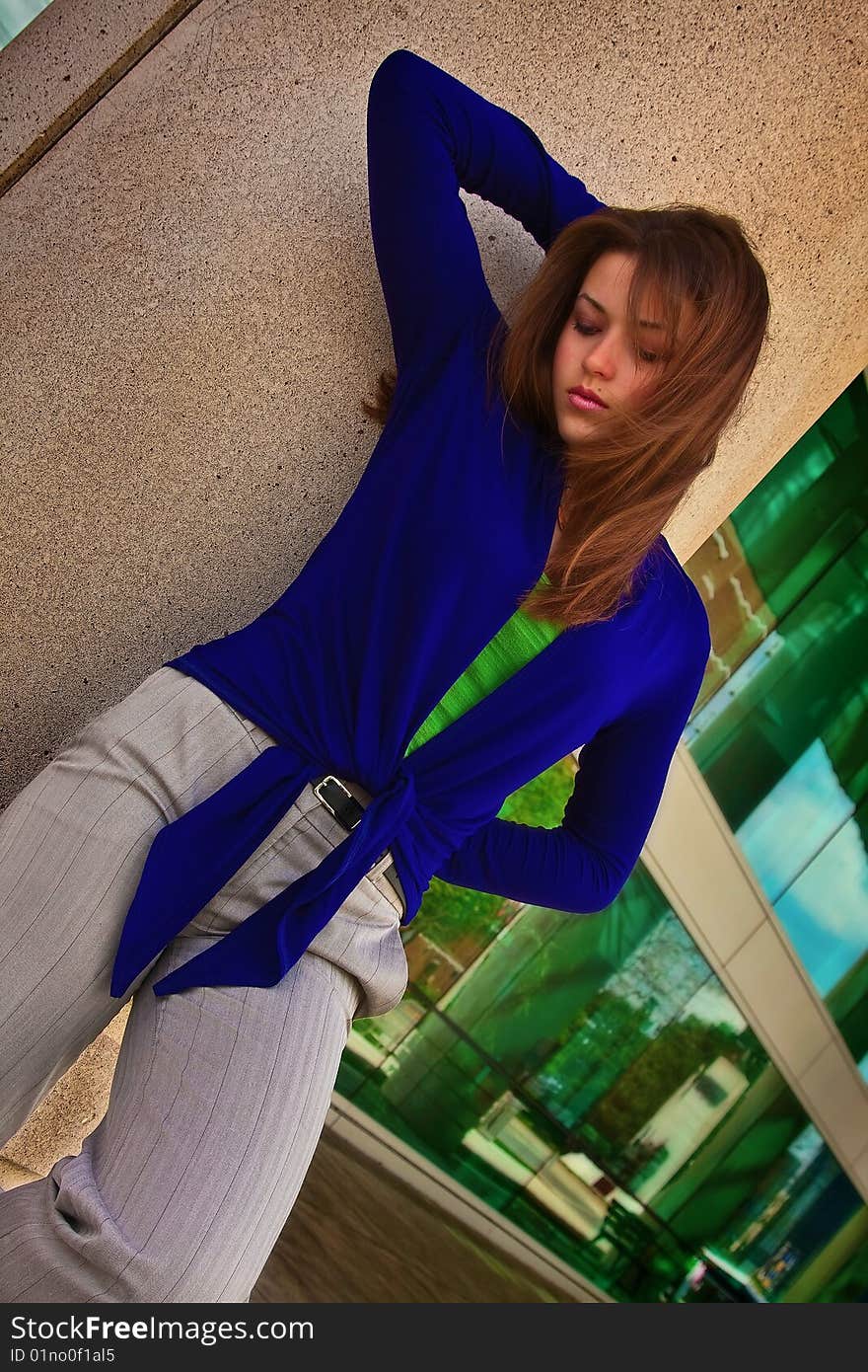 Outdoor portrait of a teen girl in an urban area. Outdoor portrait of a teen girl in an urban area.