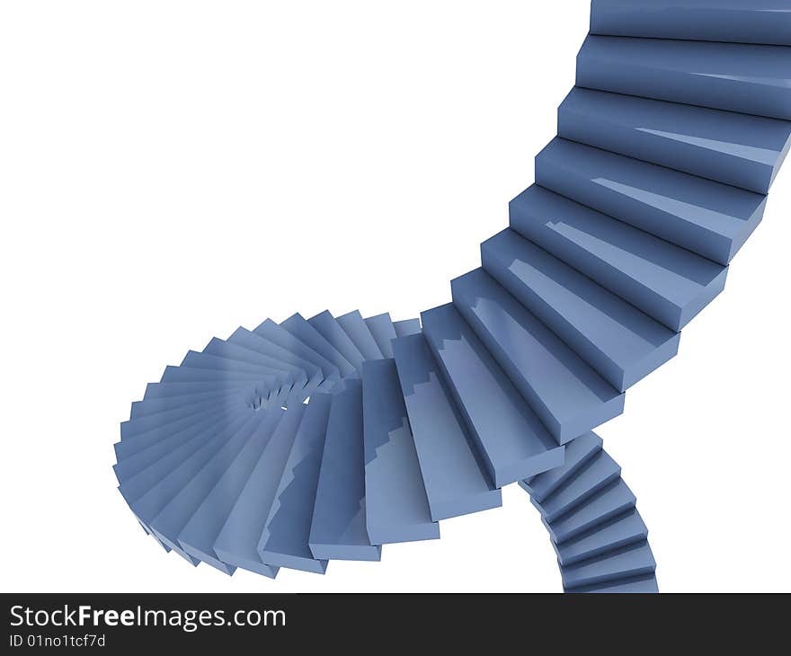 3d illustration of spiral stairs over white background. 3d illustration of spiral stairs over white background