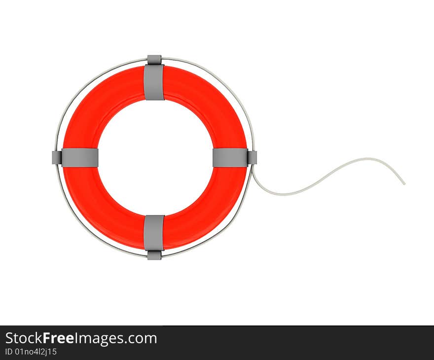 3d illustration of red rescue circle isolated over white background