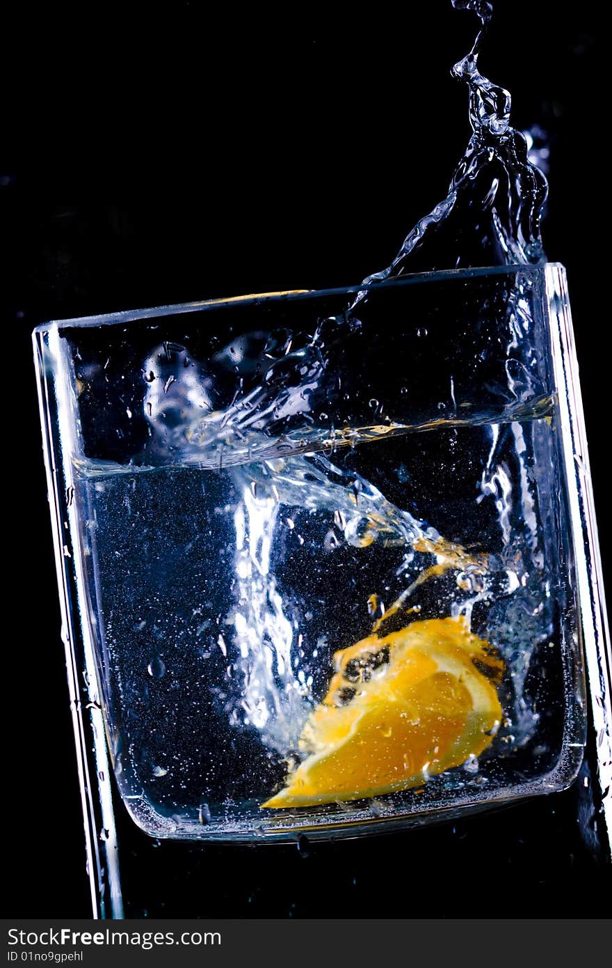 Close up view of the orange  splash in water