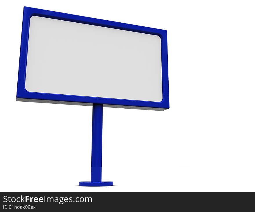 3d illustration of blue plastic billboard over white background. 3d illustration of blue plastic billboard over white background