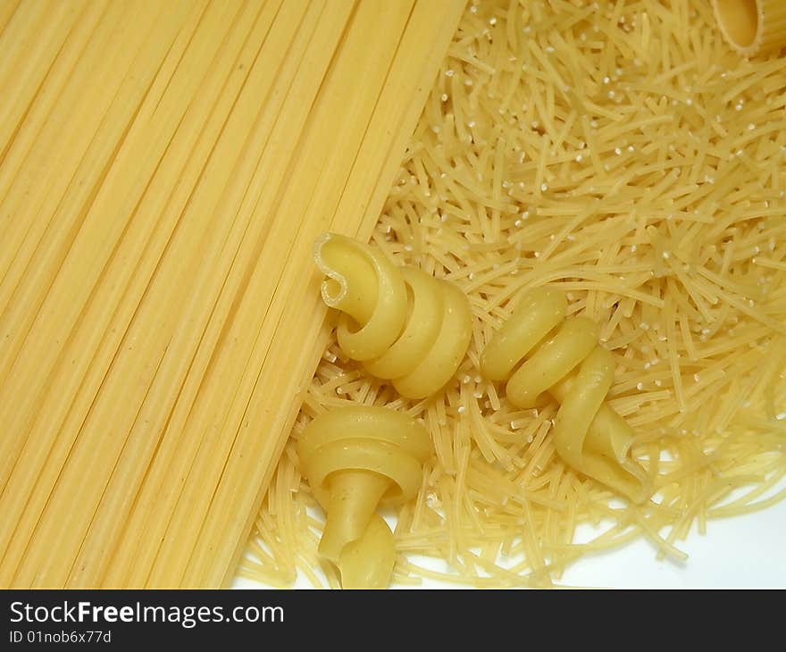 Various pasta for background food