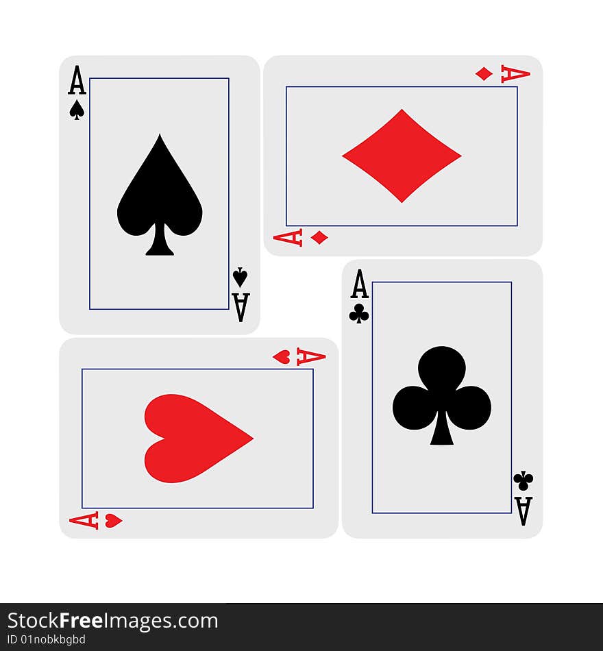 Aces hand square four playing cards. Aces hand square four playing cards