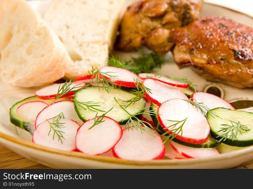 Baked Chicken Salad and Bread