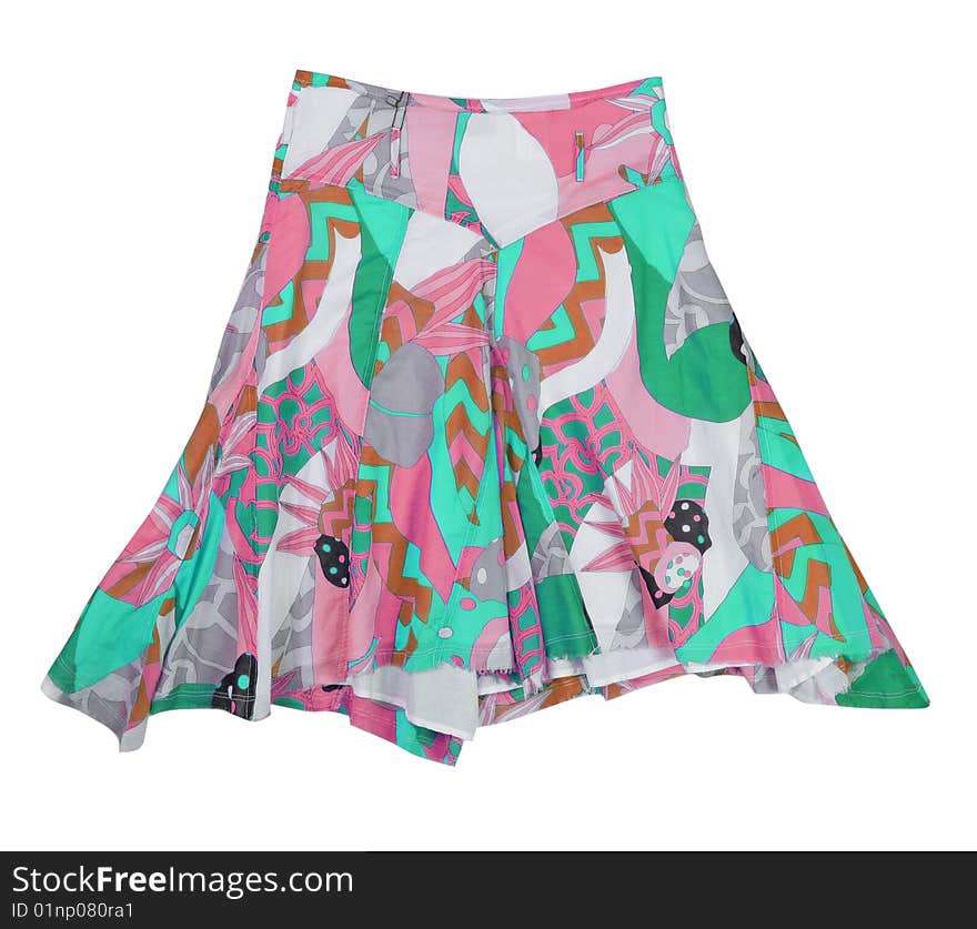 Woman fashion isolated green pink skirt