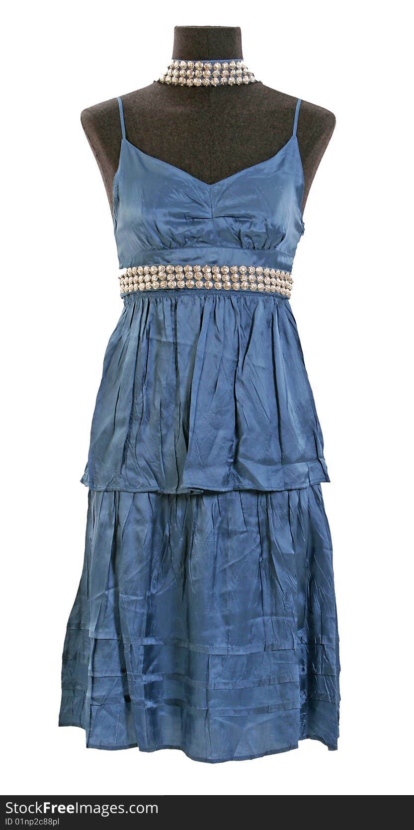 Blue silk dress sundress