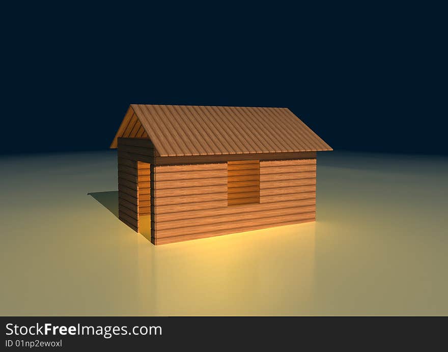 A house is in blue background