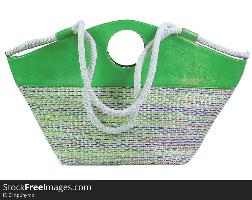 Woman fashion isolated green bag