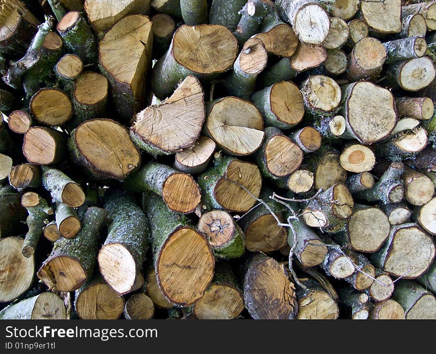 Pile of chopped wooden logs. Pile of chopped wooden logs