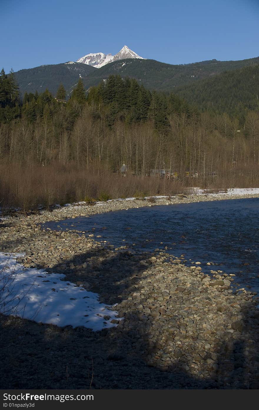 Mamquam River with Garibaldi Mountain