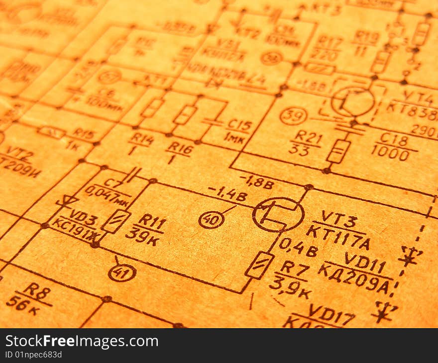 Old electronic circuit of TV