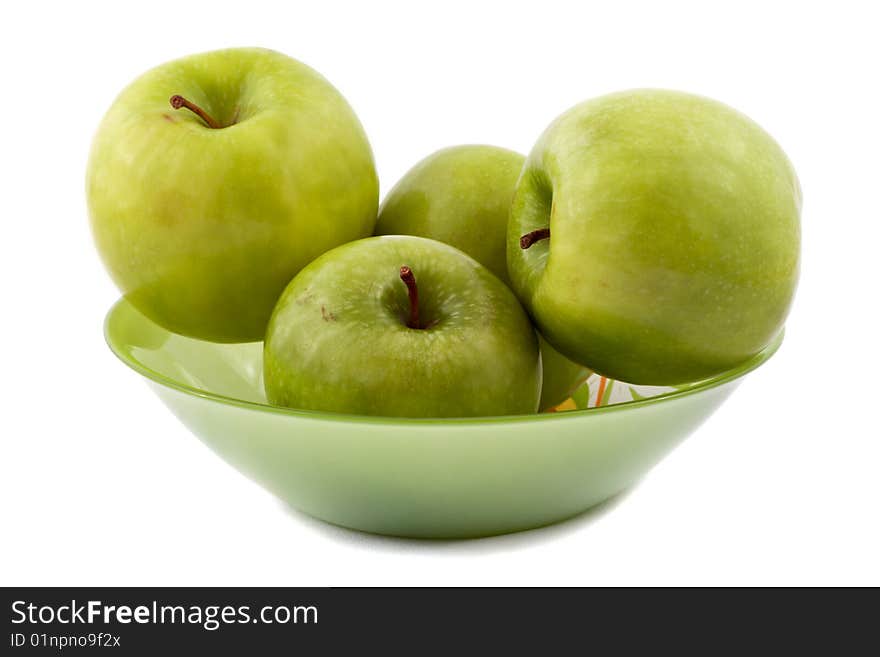 Green apples isolated on white background