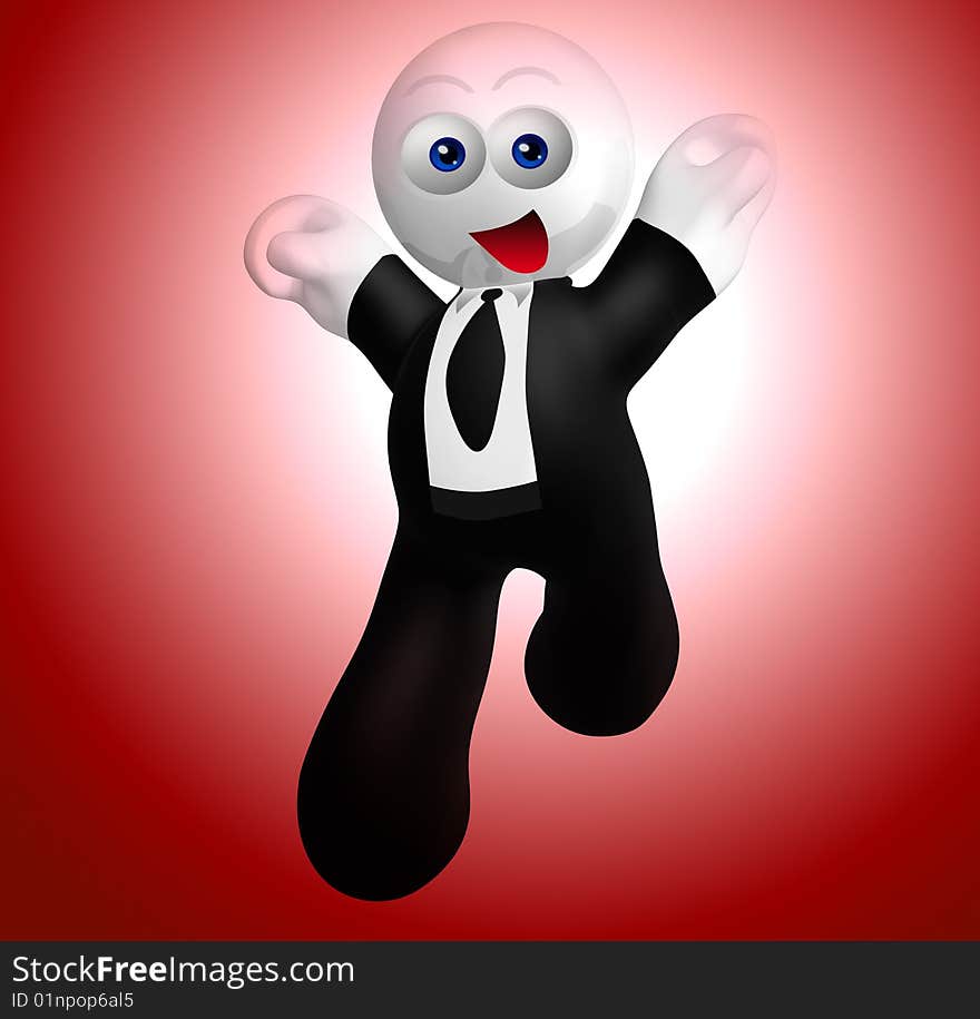 Jumping Happy Businessman Icon