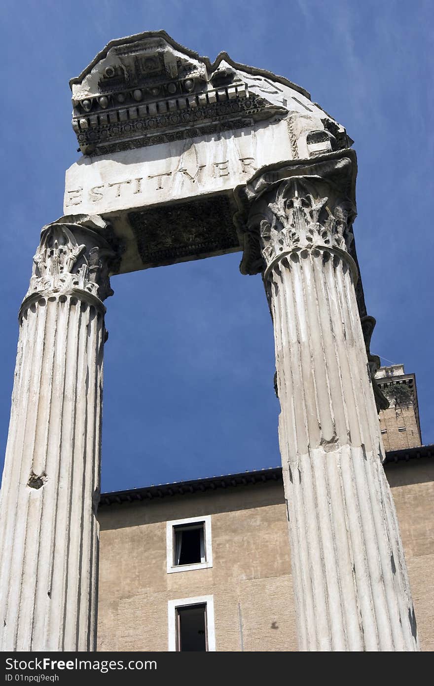 View of the ancient Forum Romanum in Rom in Italy