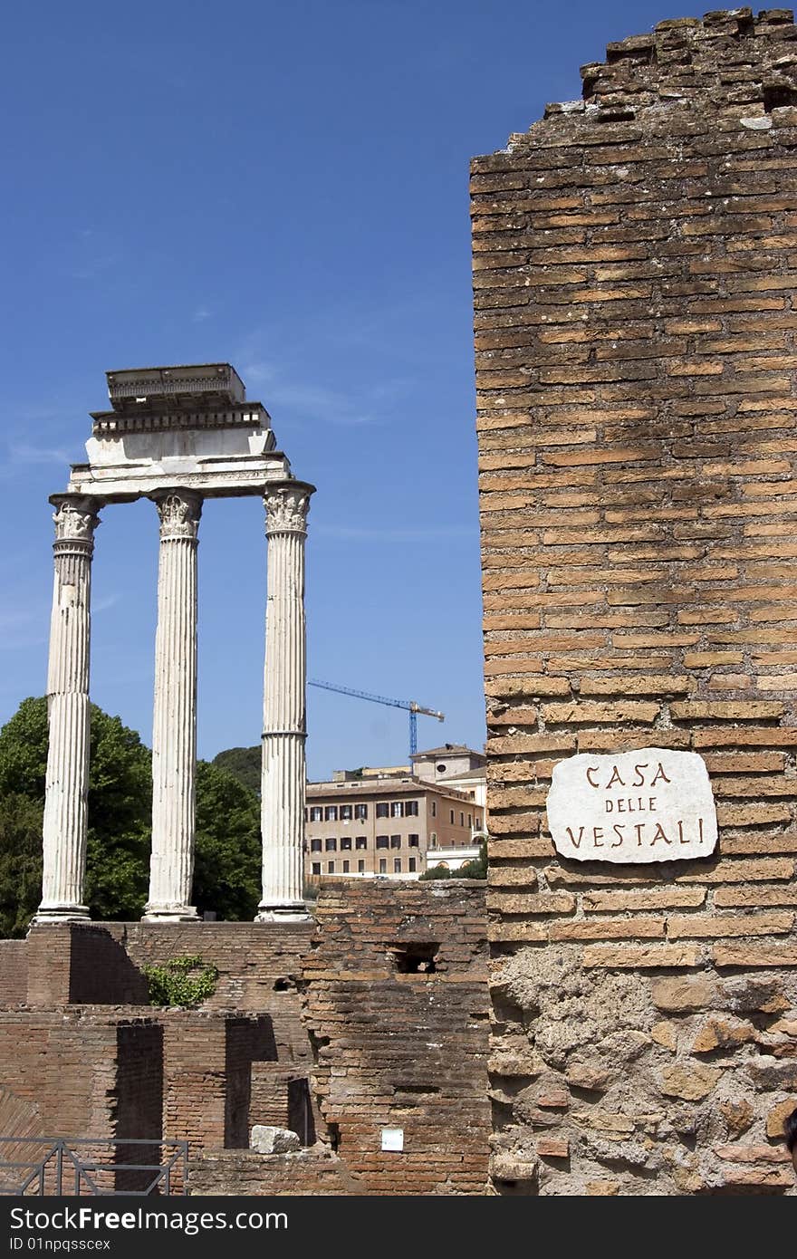 View of the ancient Forum Romanum in Rom in Italy