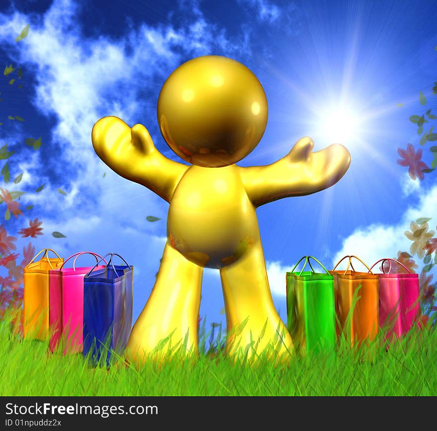 Happy shopping icon