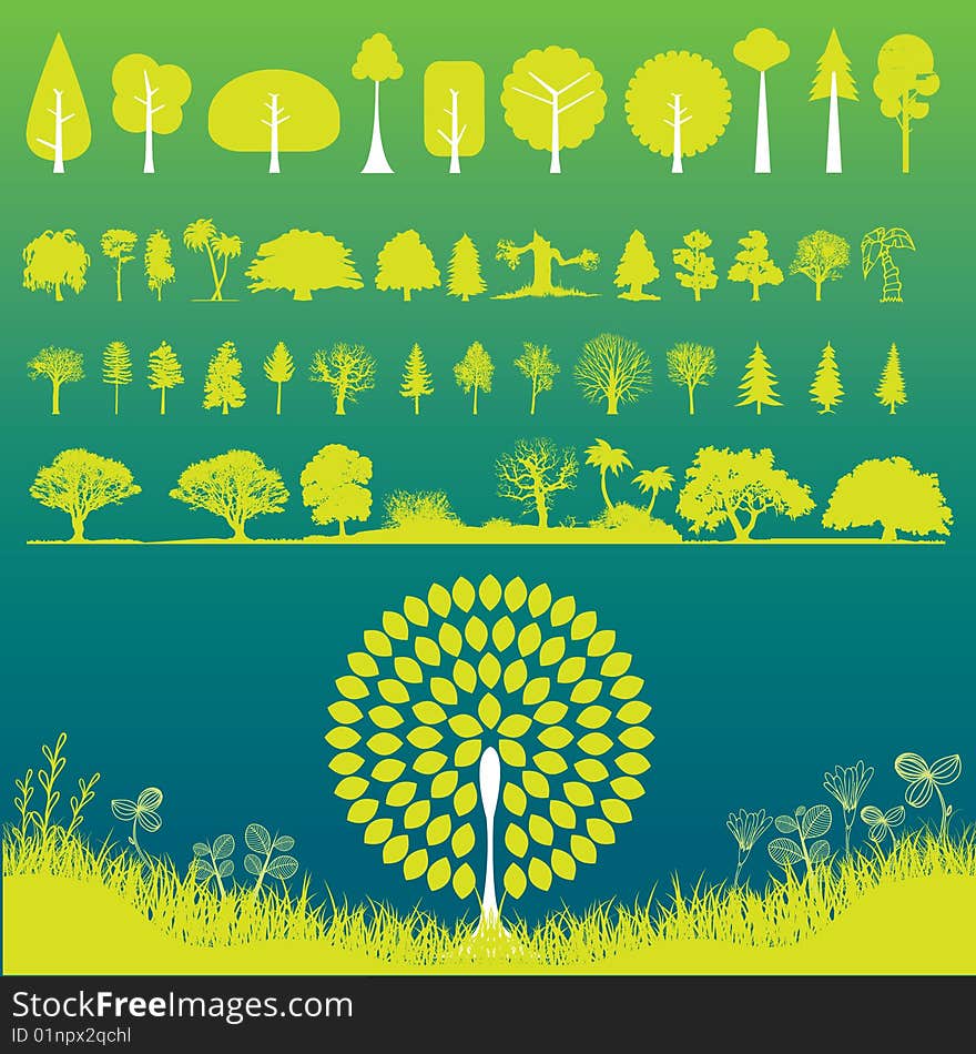 Various type of trees in  format