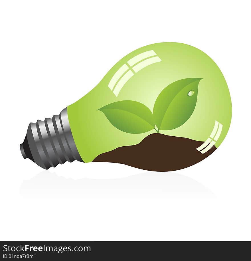 Light bulb with a plant. Vector illustration.