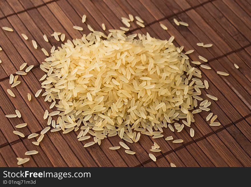 Rice On Chinese Bamboo Mat.