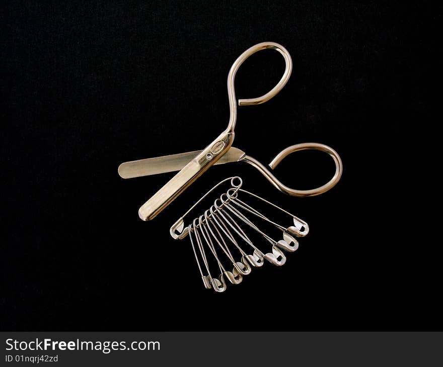 Scissors  and safty pins