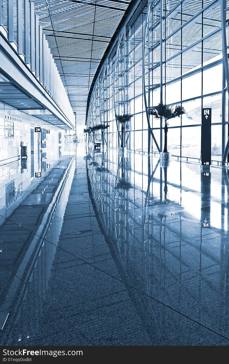 Modern hall inside in the beijing airfield.