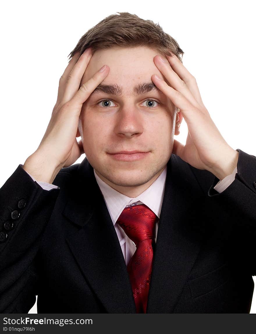 Isolated portrait of a young man