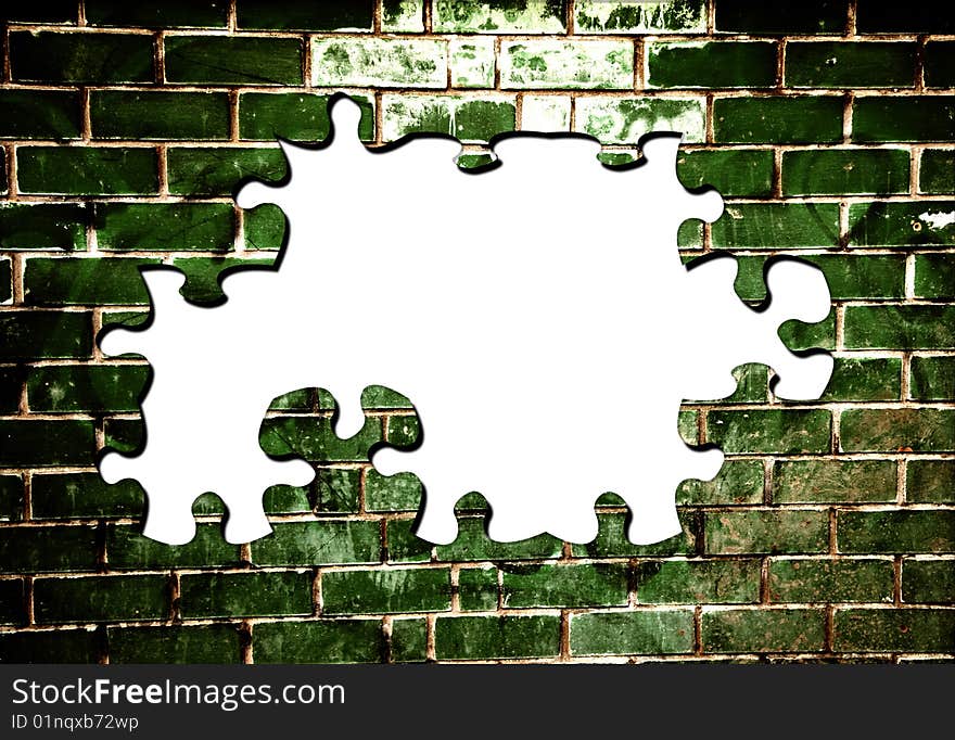 Old green brick wall