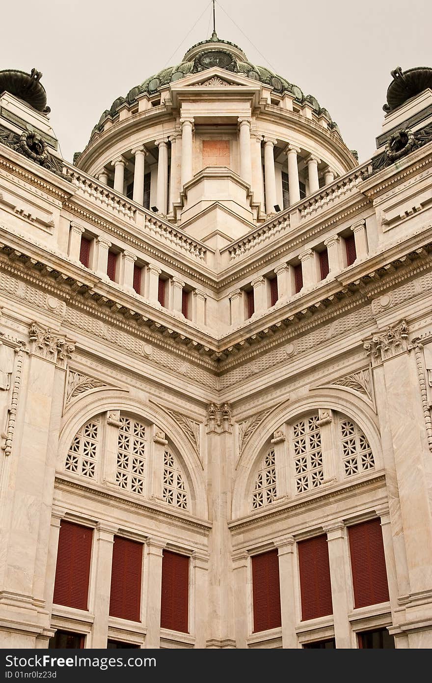 Detail of marble building, The Throne Hall in Bangkok