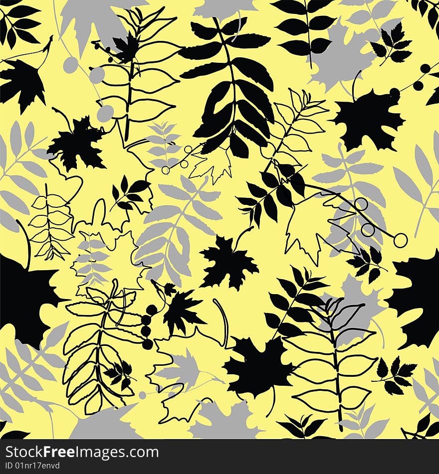 Seamless black leaves