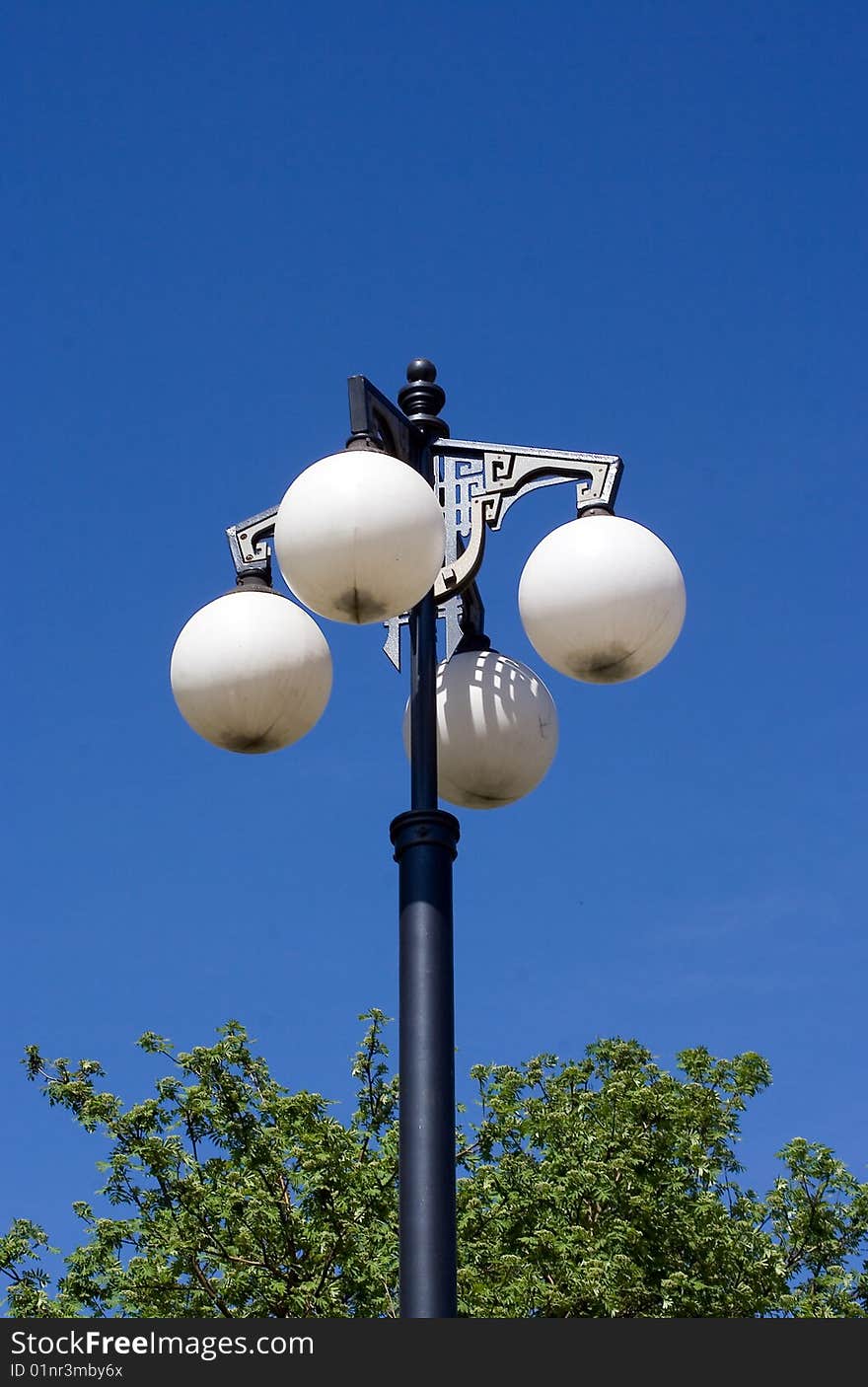 Street lantern in blue sky background