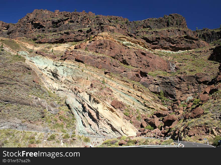 Typical structure with volcanic leyers in Canaries