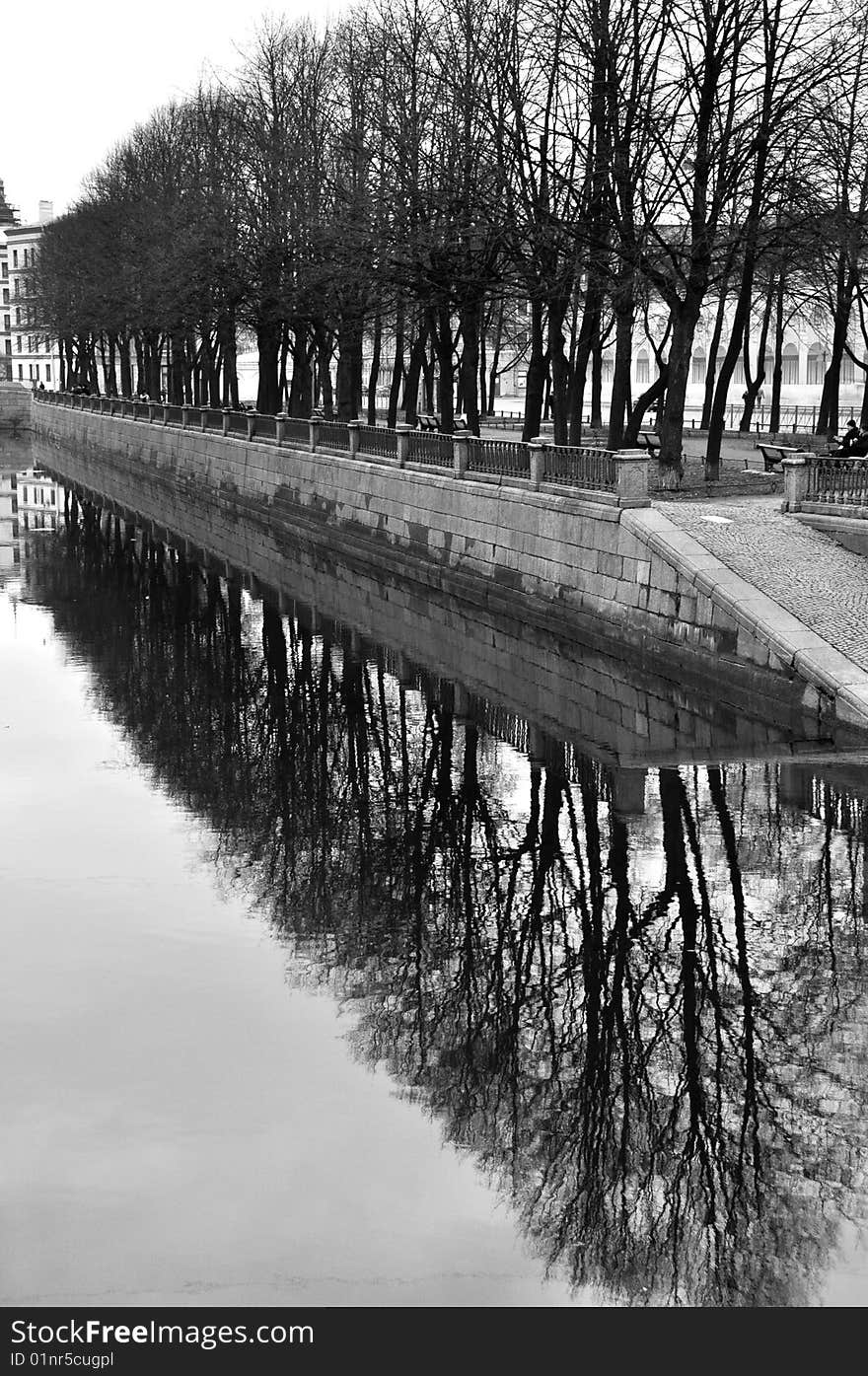 Embankment of Kryukov Channel Saint-Petersburg in spring