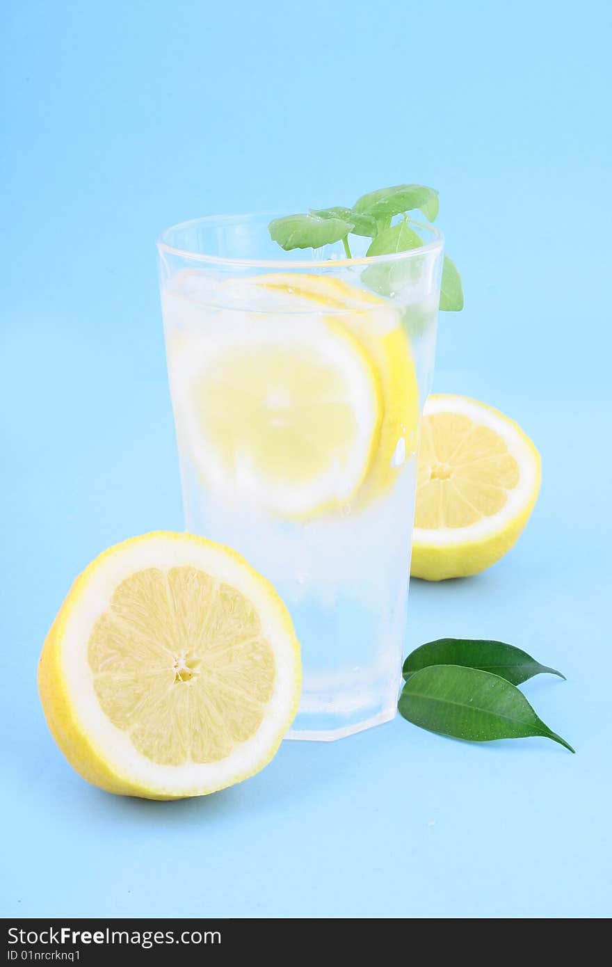 Glass of clean fresh water with lemon